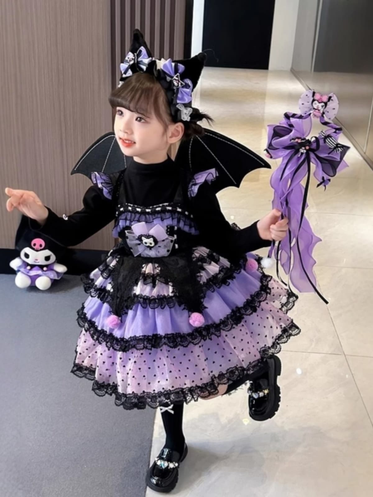 こどもコスプレ こどもコスプレ おしゃれコウモリ姫ワンピース