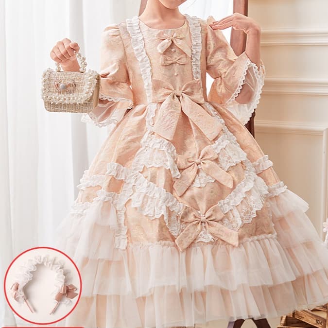 こどもコスプレ お姫様風フリルレース重ね　子ども用ドレス