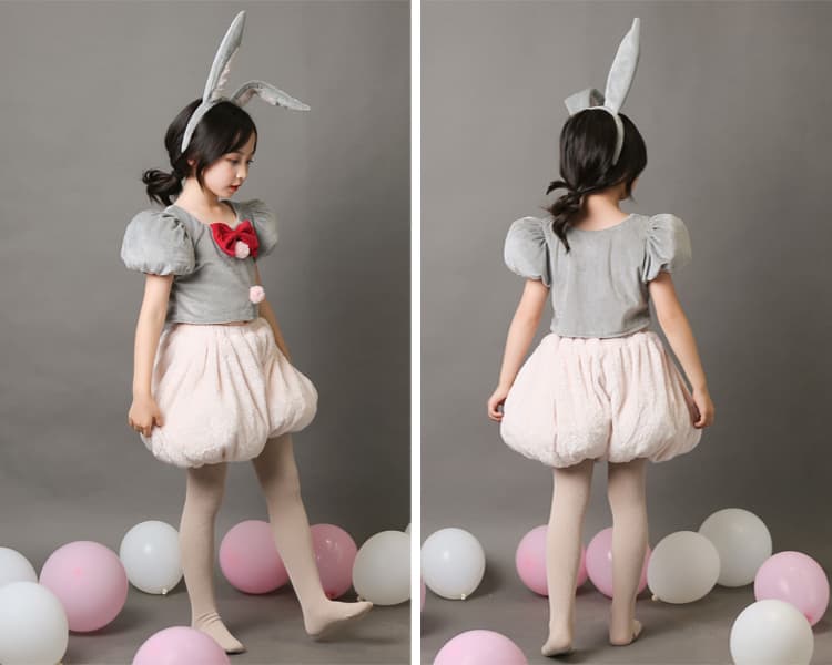 こどもコスプレ もふもふうさぎのコスチューム にんじん付き