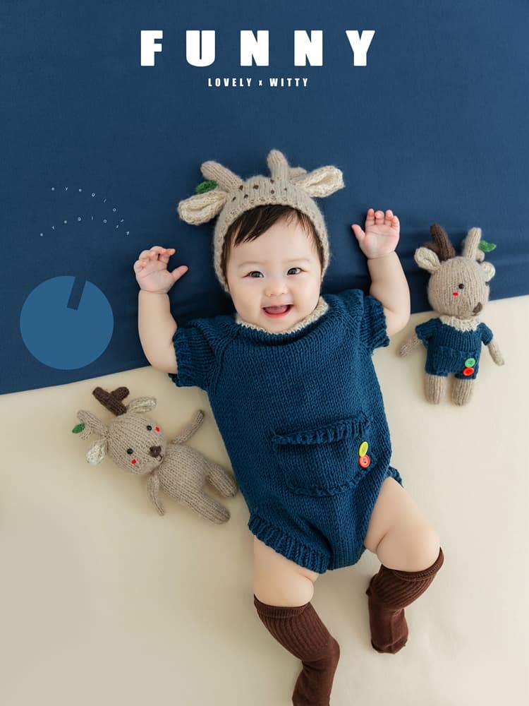 こどもコスプレ もこもこトナカイ帽子とロンパースセット