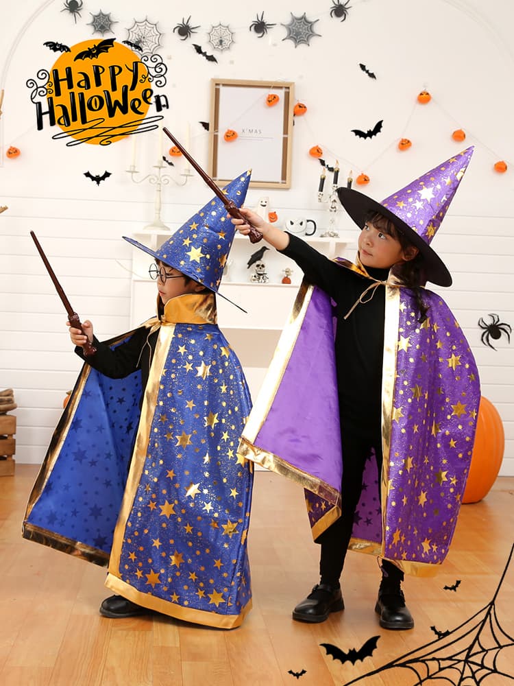 こどもコスプレ 魔法使いの星空マント セット
