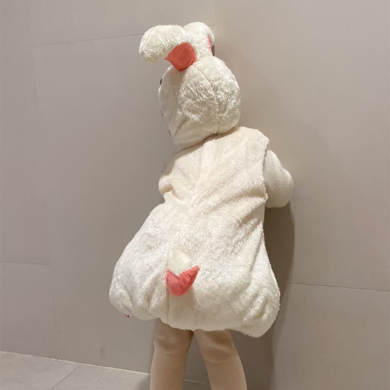 こどもコスプレ もふもふうさぎのコスチューム にんじん付き