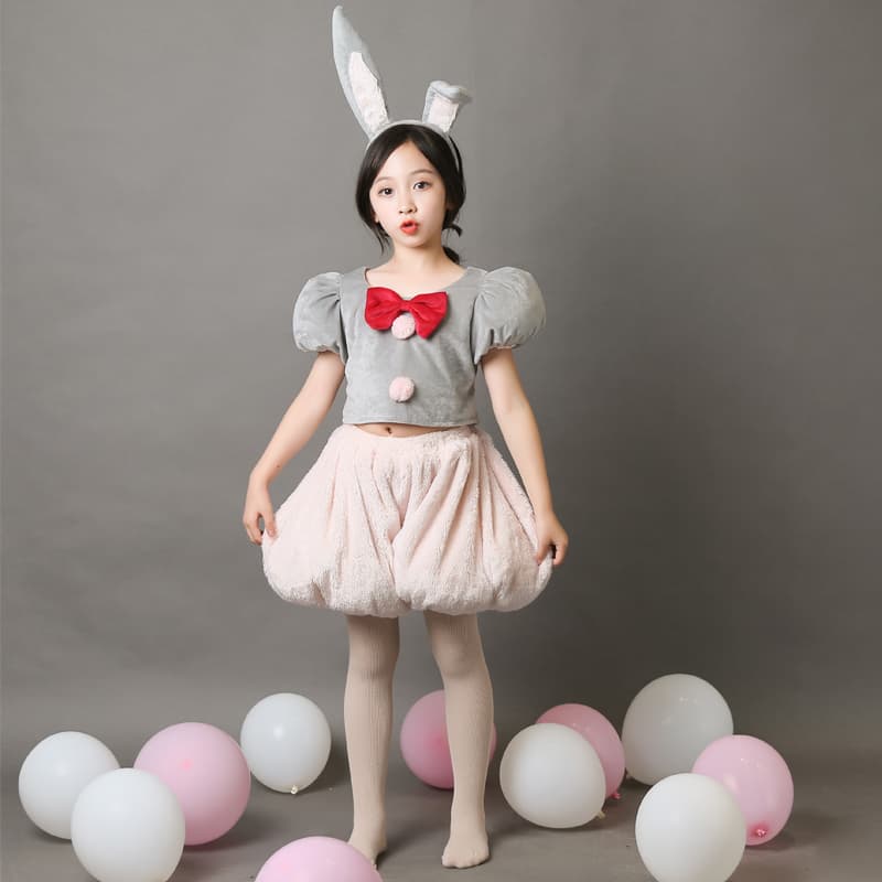 こどもコスプレ もふもふうさぎのコスチューム にんじん付き